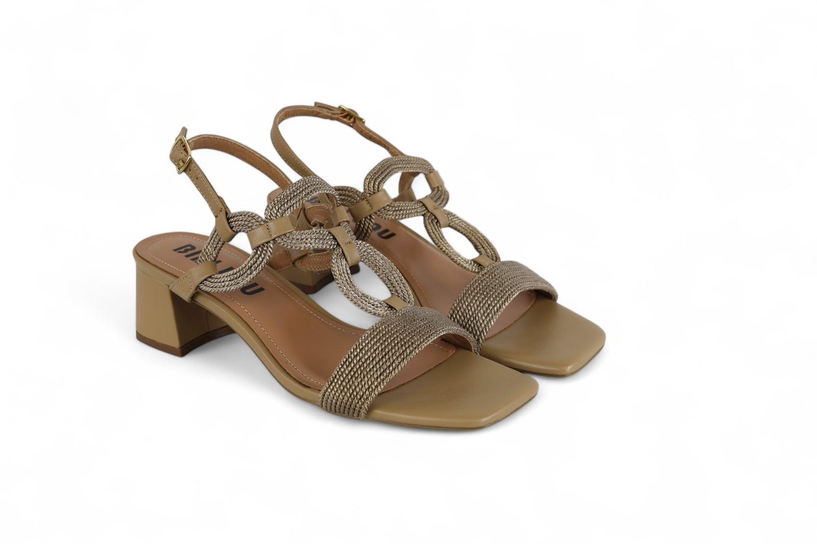 Bibi Lou sandalo donna con tacco in corda camel