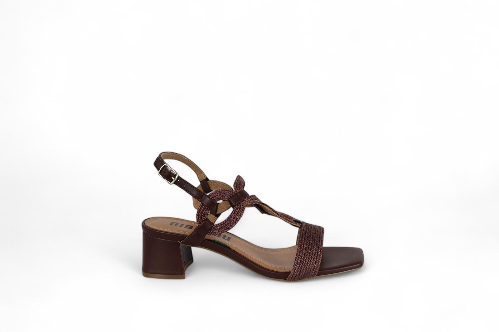 Bibi Lou sandalo donna con tacco in corda marrone