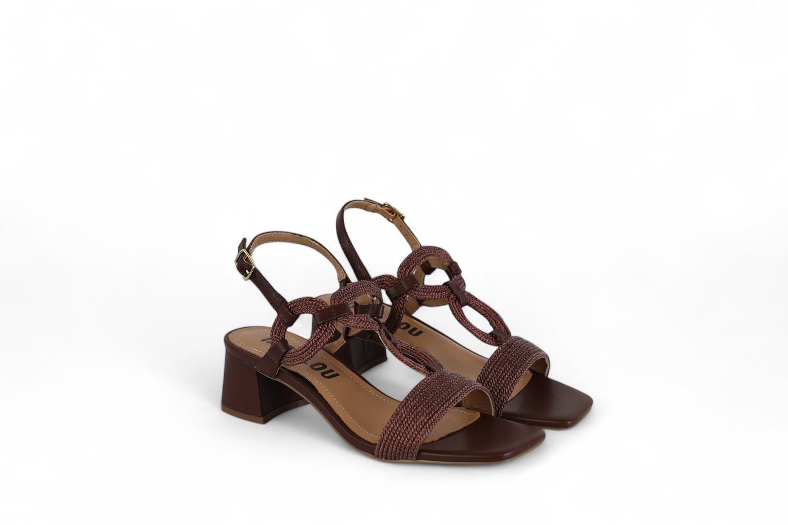 Bibi Lou sandalo donna con tacco in corda marrone