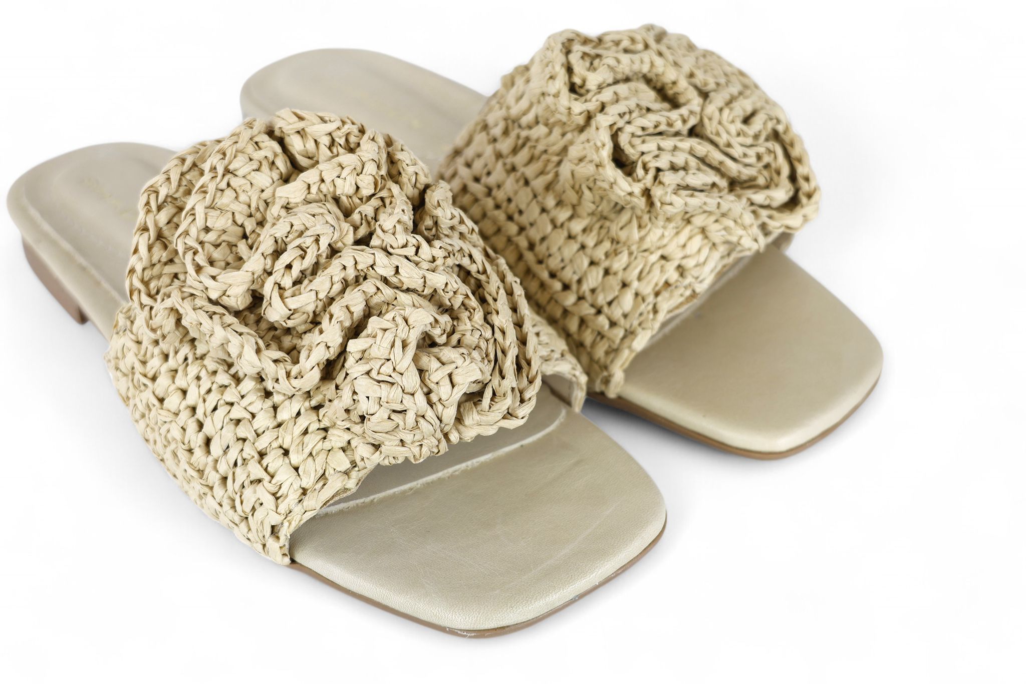 Shaddy ciabatta donna in rafia beige con fiore