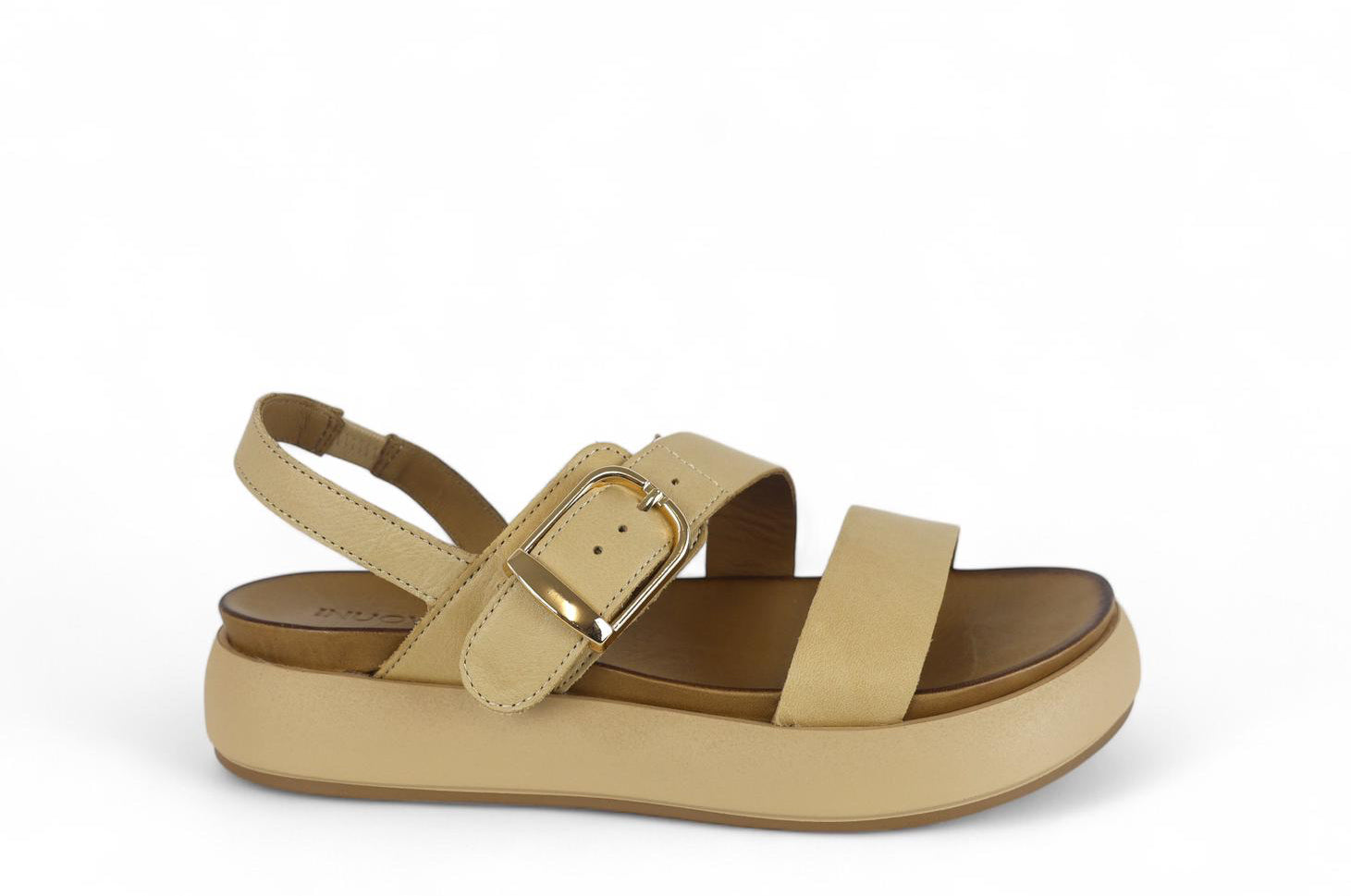 INUOVO sandalo donna in pelle cammello con fascia trasversale
