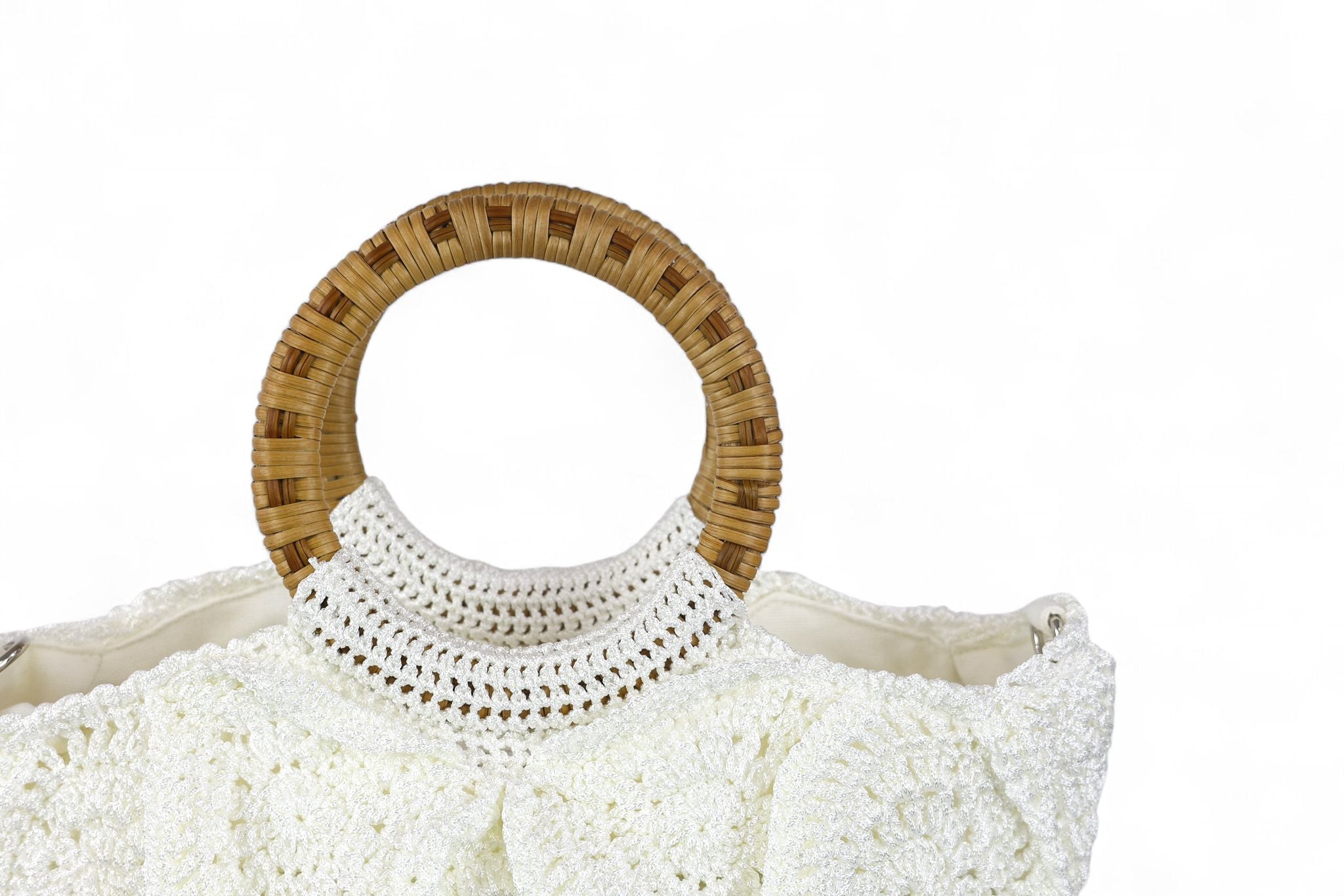Enrico Versari borsa donna uncinetto 100% cotone bianco