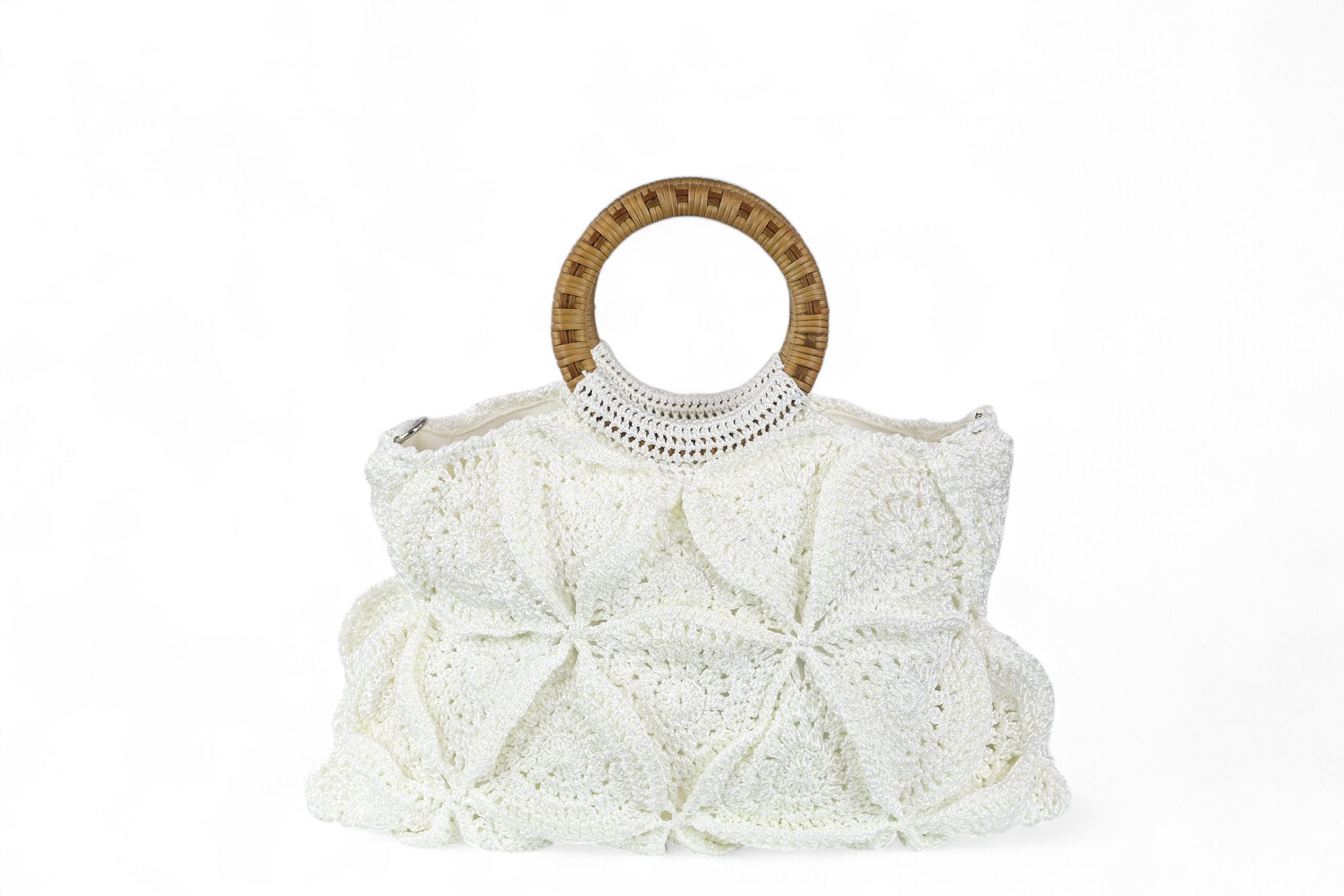 Enrico Versari borsa donna uncinetto 100% cotone bianco