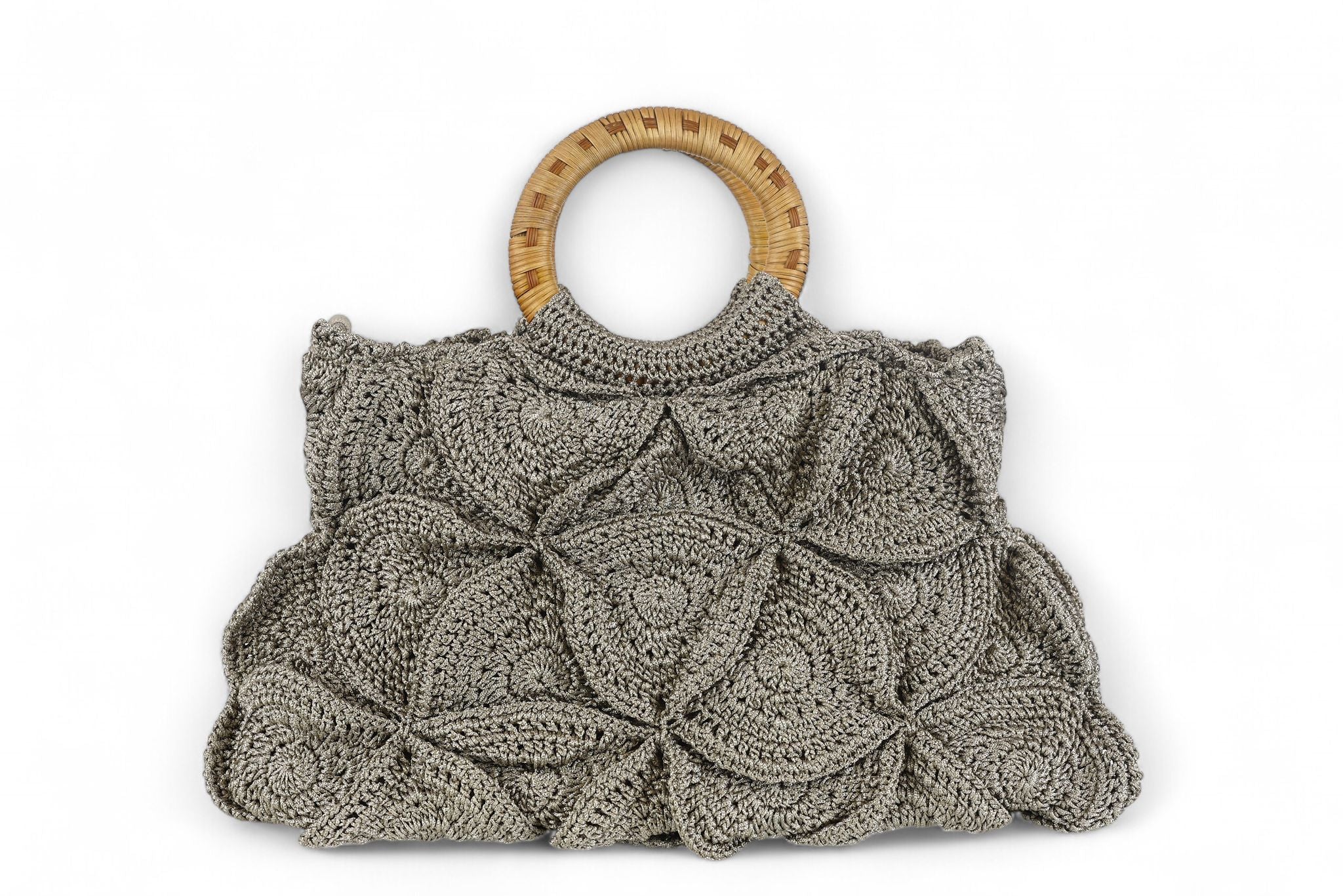 Enrico Versari borsa donna uncinetto 100% cotone marrone