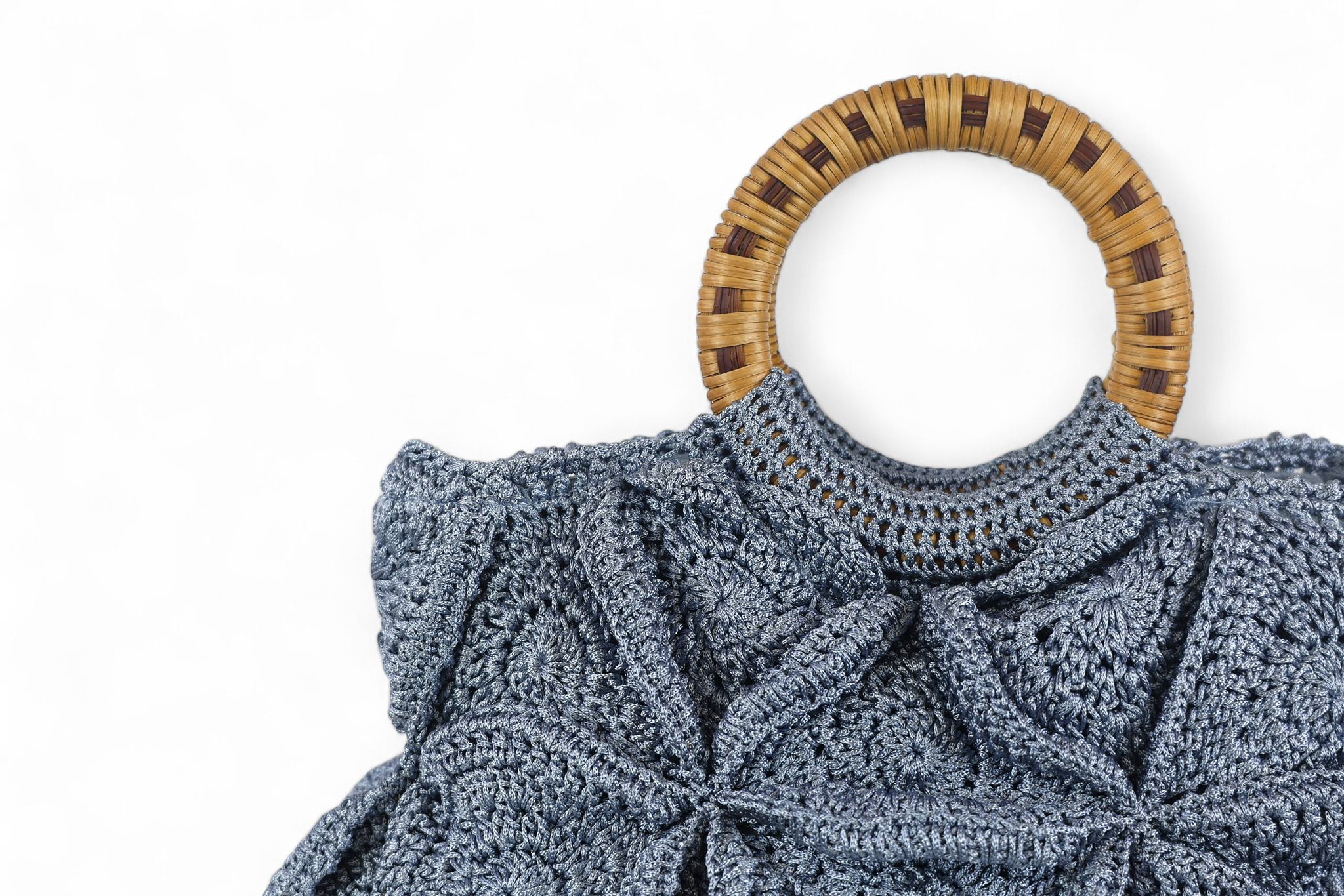 Enrico Versari borsa donna uncinetto 100% cotone blu