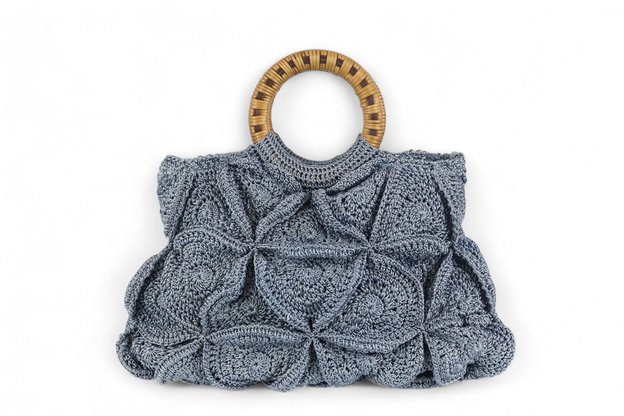 Enrico Versari borsa donna uncinetto 100% cotone blu