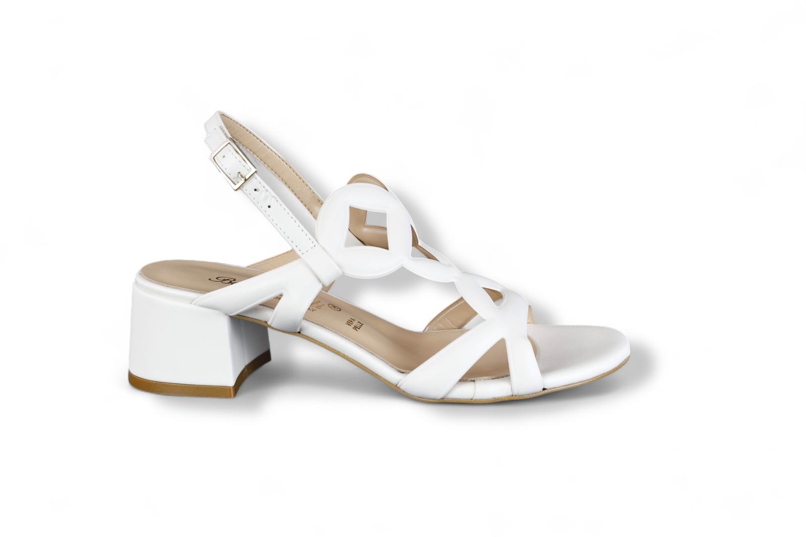 Bottega Lotti Sandalo donna in eco pelle burro con motivi geometrici