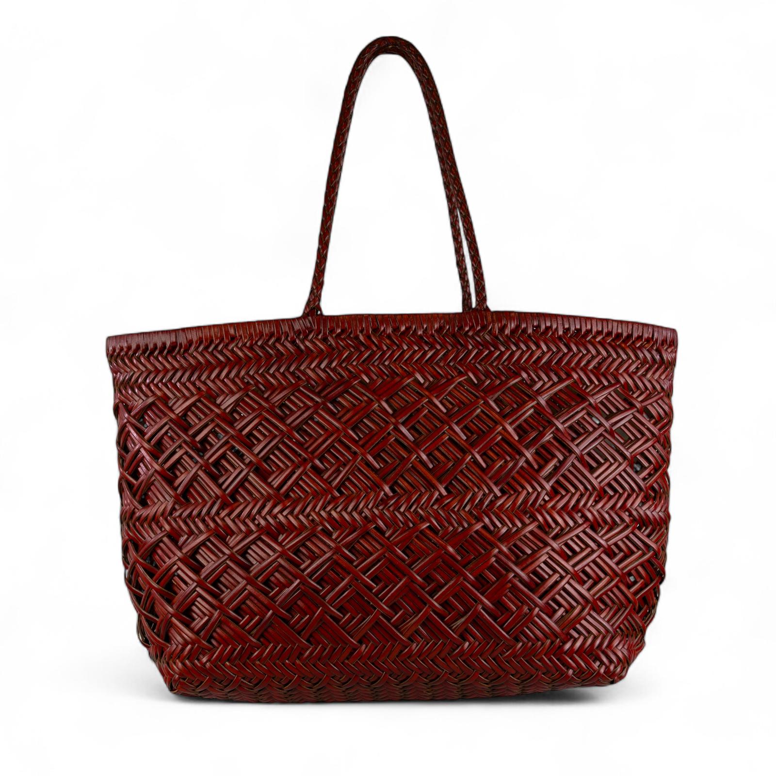 Cecile MI borsa shopping donna modello sole in pelle intrecciata rossa