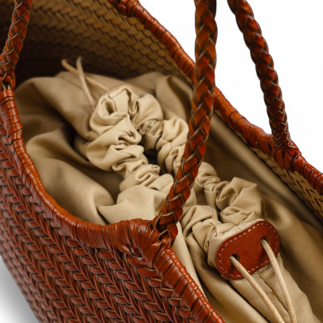 Cecile MI borsa donna modello shopping in pelle intrecciata cuoio