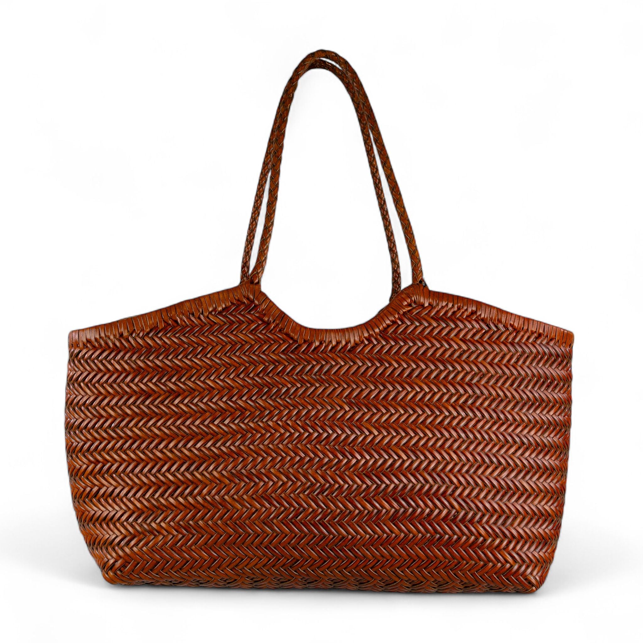 Cecile MI borsa donna modello shopping in pelle intrecciata cuoio