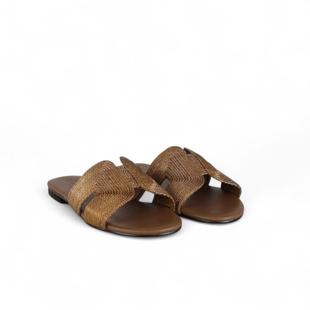 Glam ciabatta donna in corda color cuoio