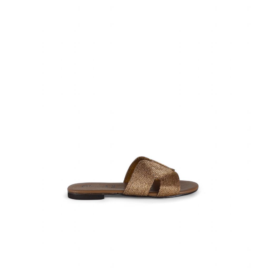 Glam ciabatta donna in corda color cuoio