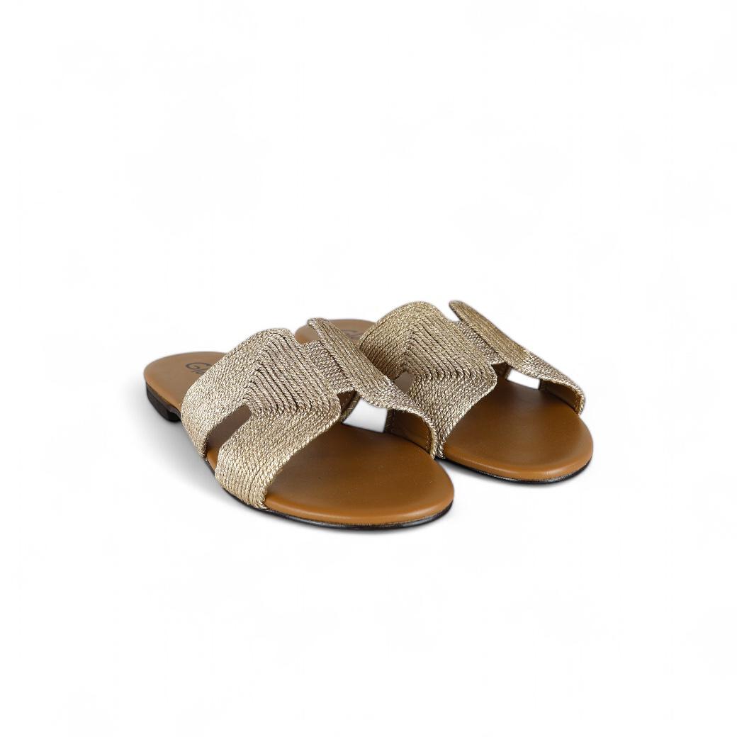 Glam ciabatta donna in corda color cipria