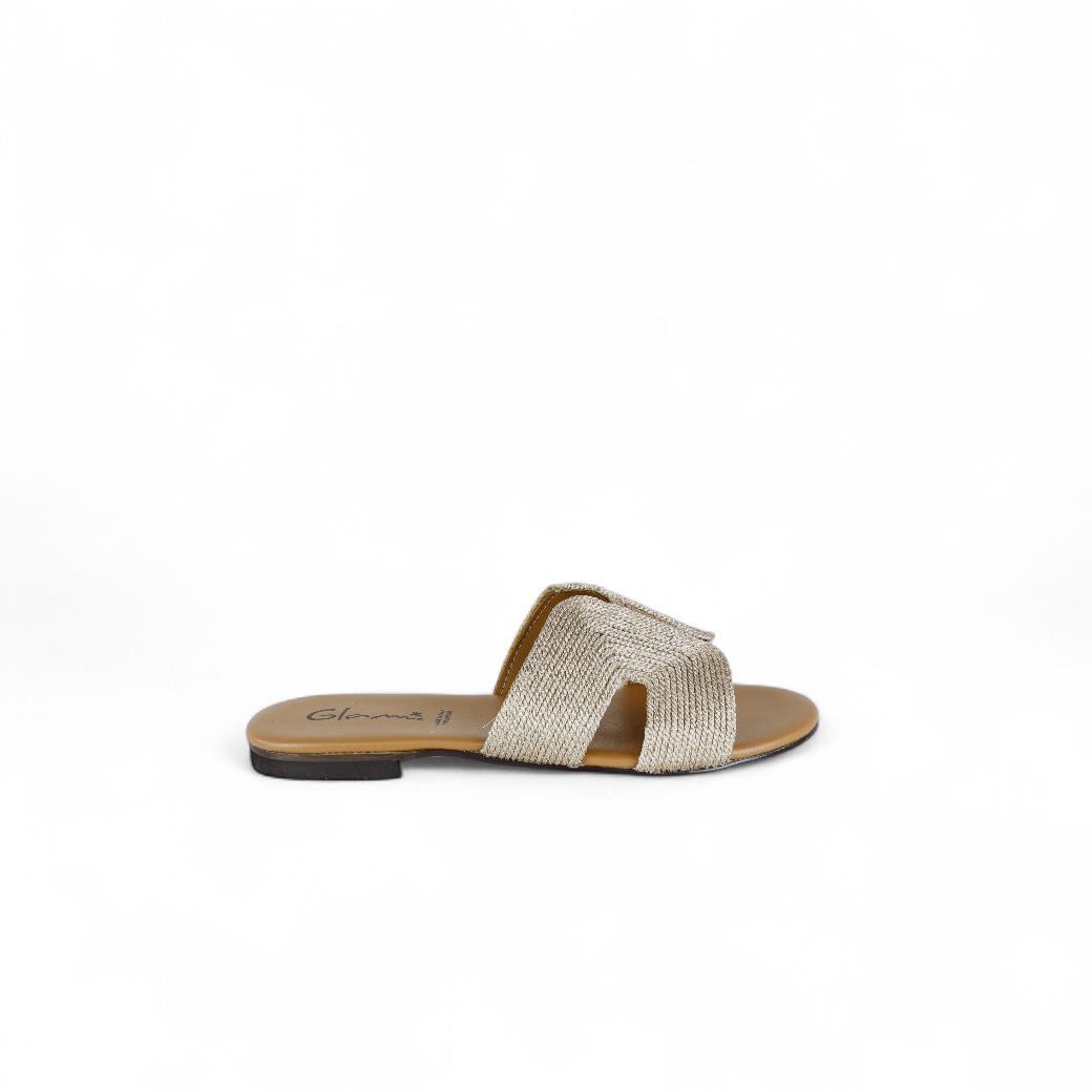 Glam ciabatta donna in corda color cipria