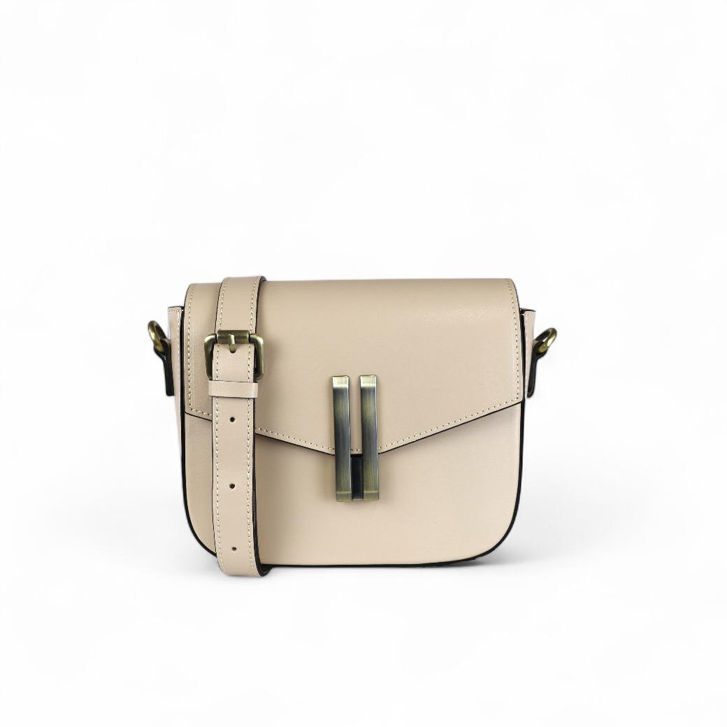 Cecile MI borsa donna in pelle nude a tracolla con accessorio in metallo