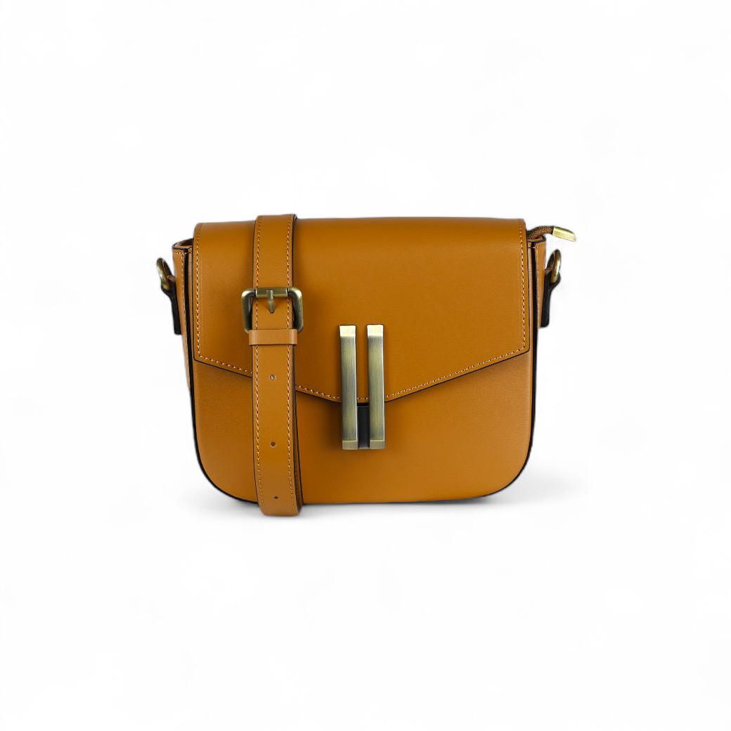 Cecile MI borsa donna in pelle cuoio a tracolla con accessorio in metallo