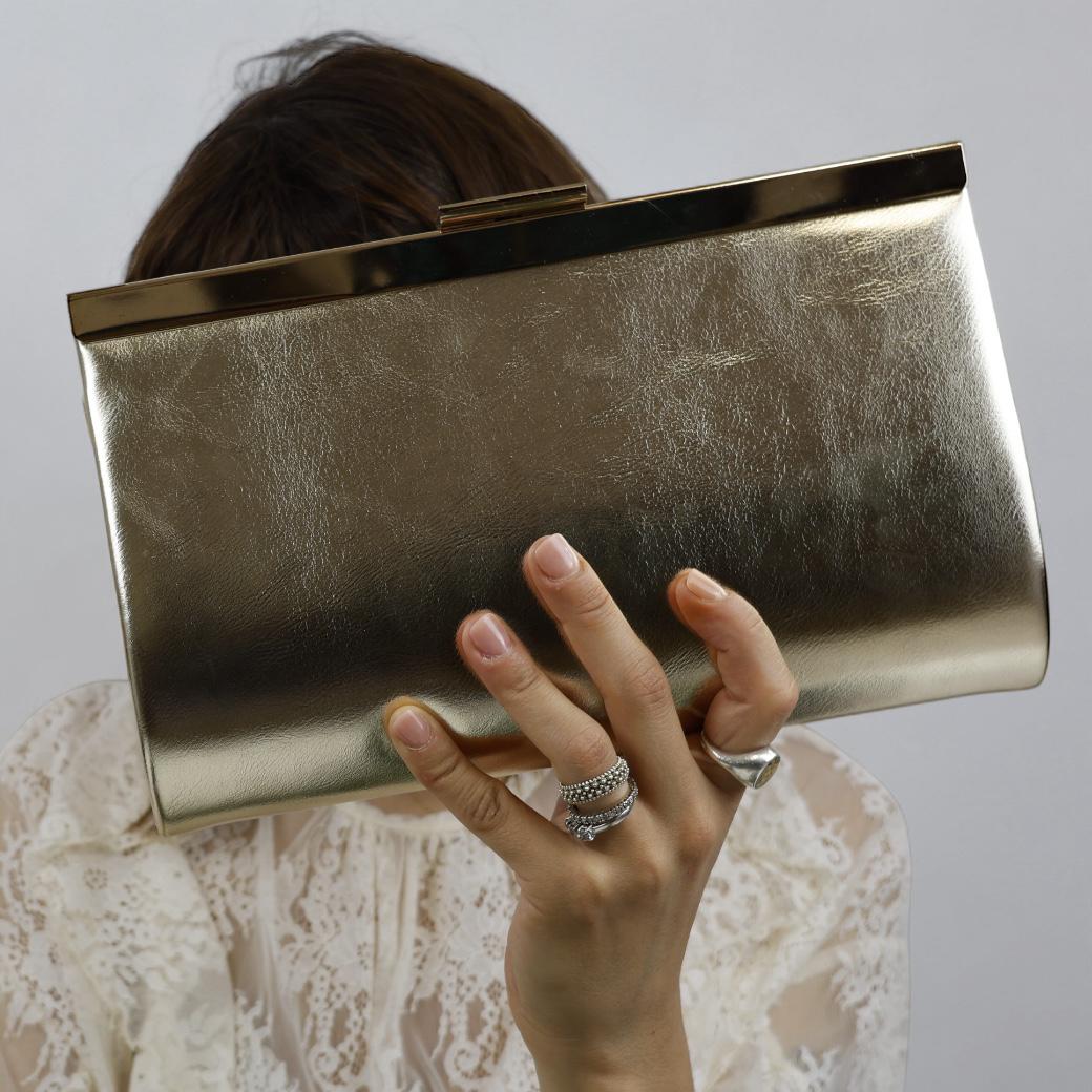Exé pochette donna in laminato gold con metallo oro