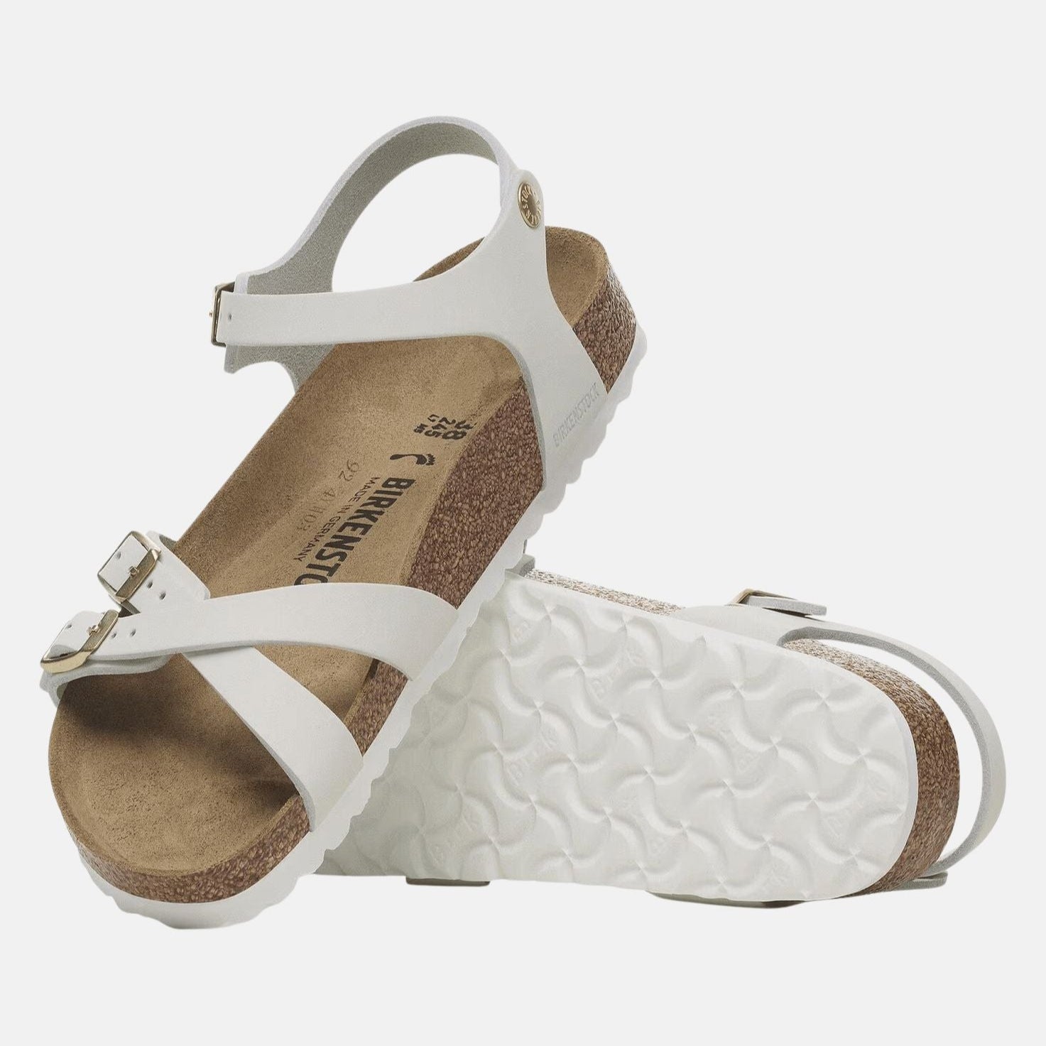 Birkenstock sandalo donna fasce incrociate nabuck bianco antico