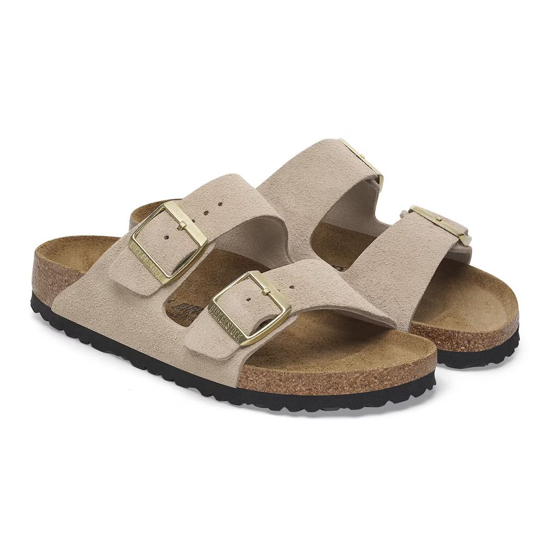 Birkenstock ciabatta donna due fasce in suede beige