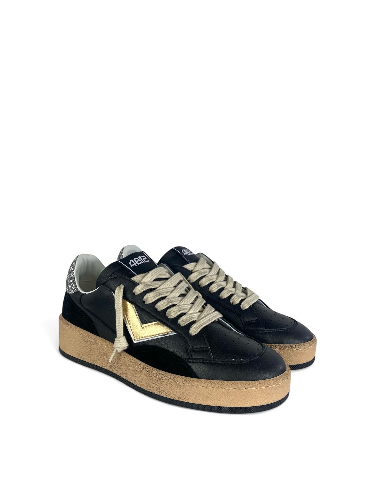 4B12 Sneaker donna con dettagli glitter play new sky nero