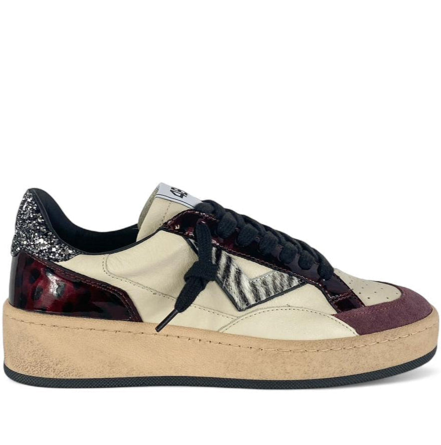 4B12 Sneaker donna con dettagli glitter play new sky bianco