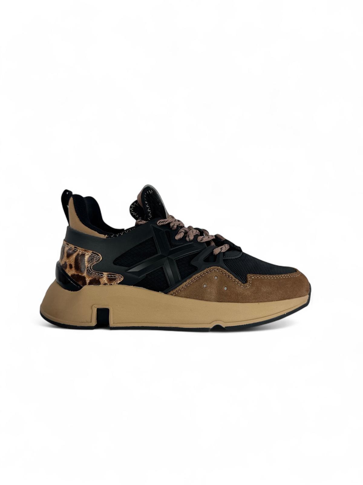 MUNICH Sneakers donna animalier Suola rialzata clik96 nero
