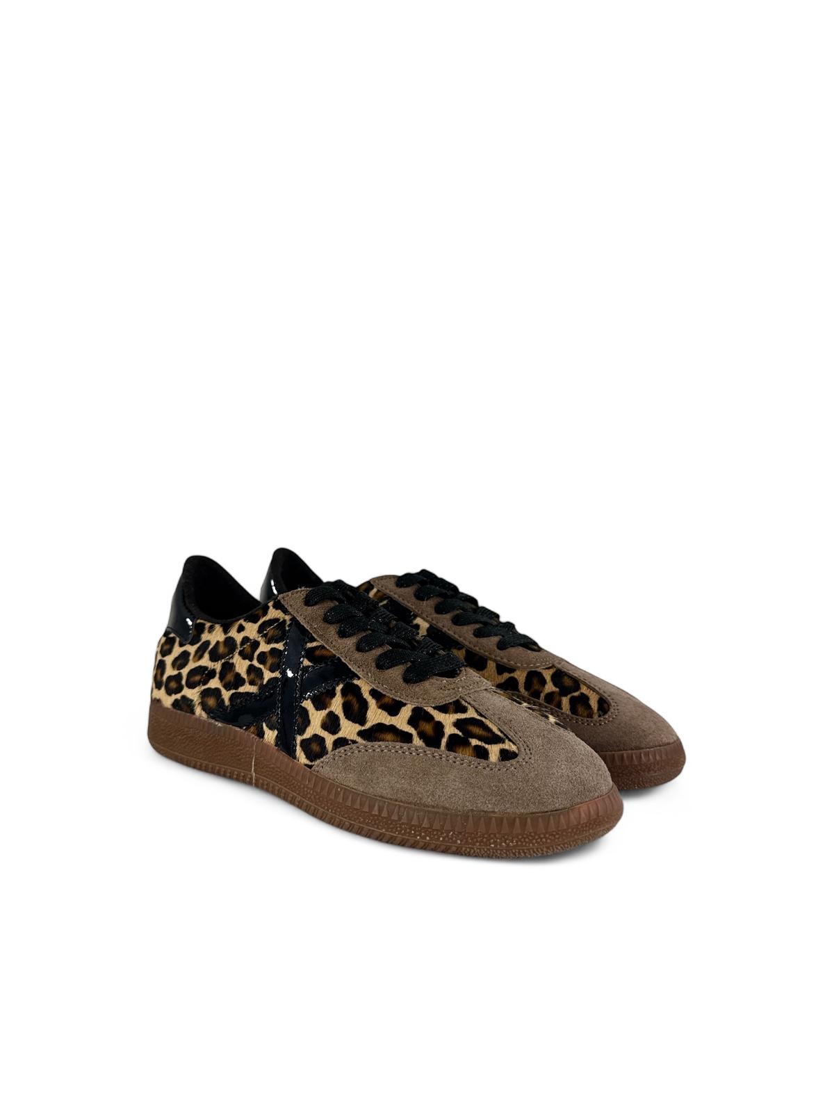 MUNICH Sneaker donna in pelle dettagli animalier barru190 marrone