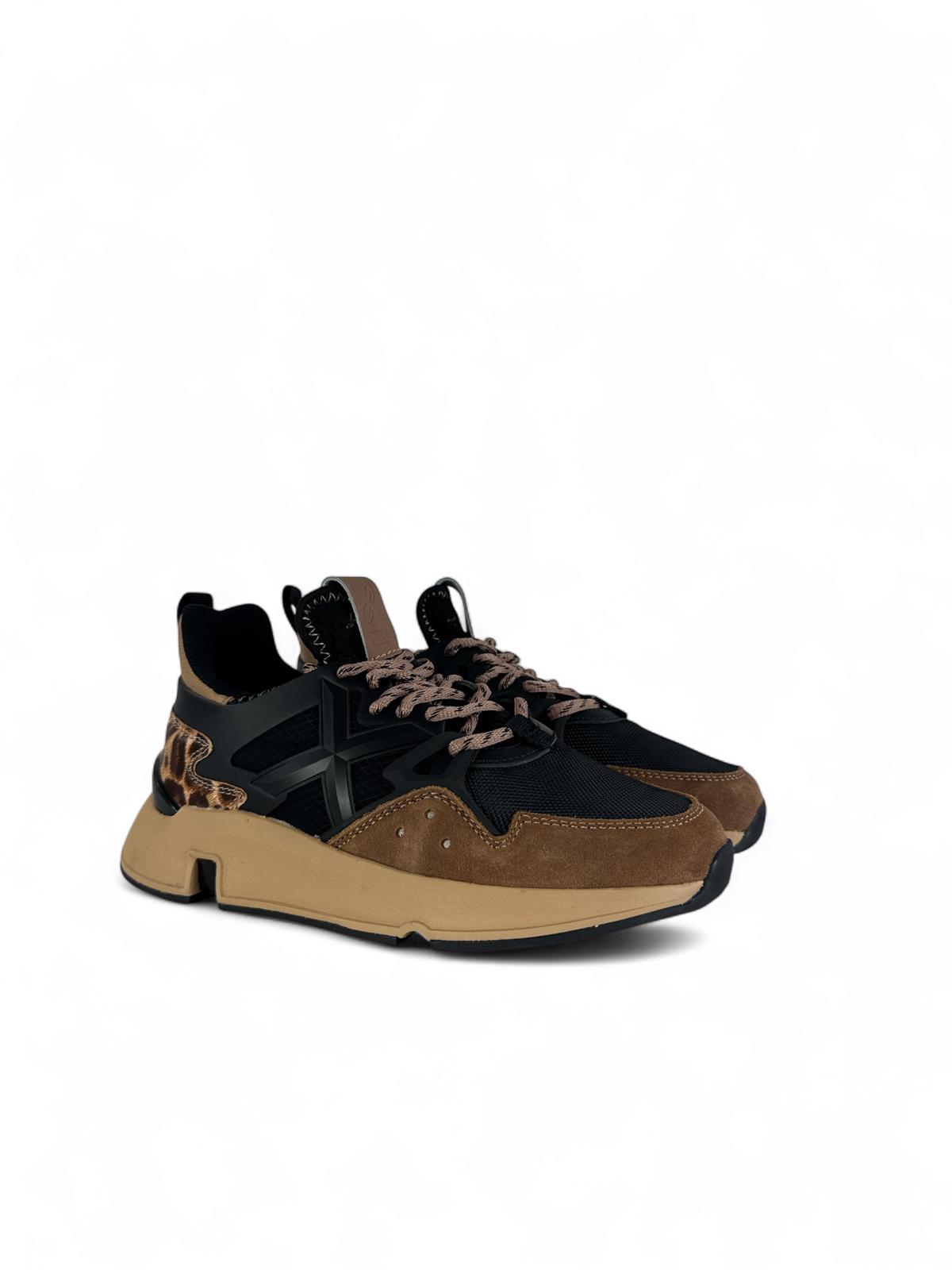 MUNICH Sneakers donna animalier Suola rialzata clik96 nero