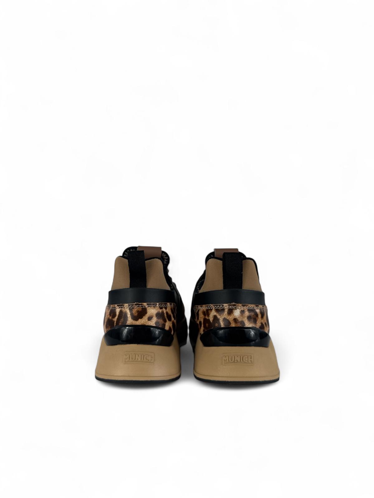 MUNICH Sneakers donna animalier Suola rialzata clik96 nero