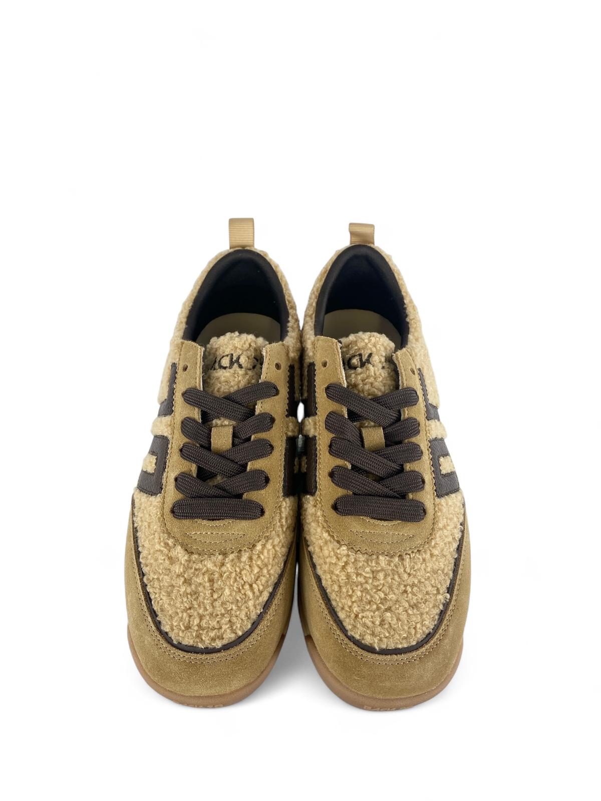 BACK70 Sneaker donna fur e suede jogger ft18 beige