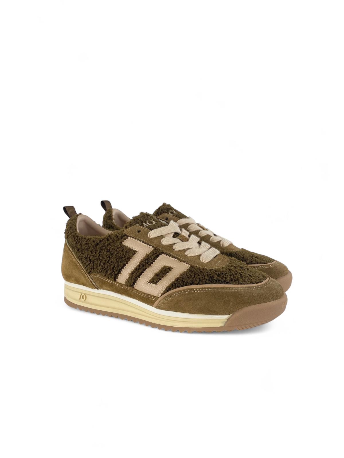 BACK70 Sneaker donna fur e suede jogger ft16 marrone