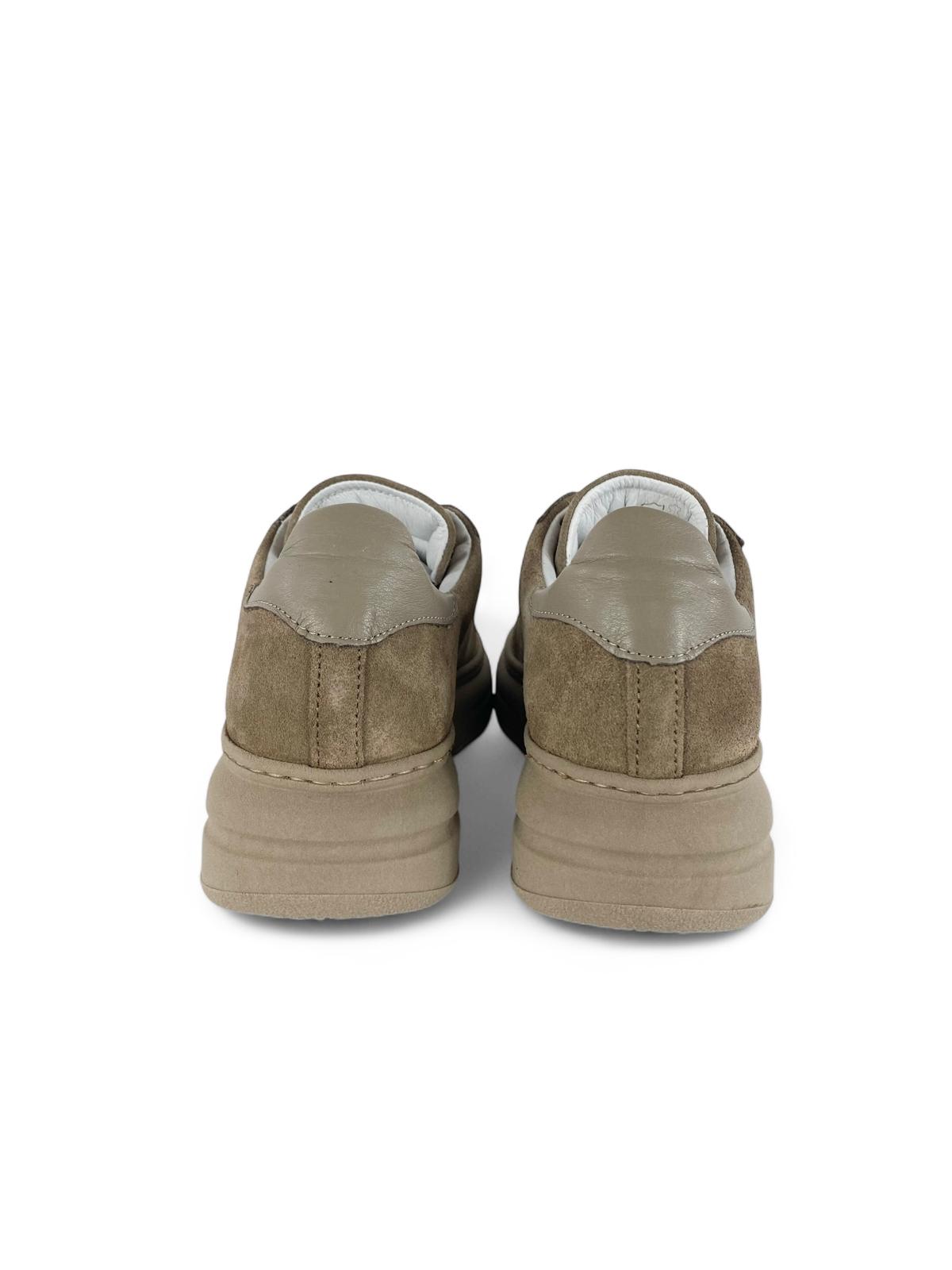 MELINE Sneaker donna in suede dettagli in pelle e Accessori removibili beige