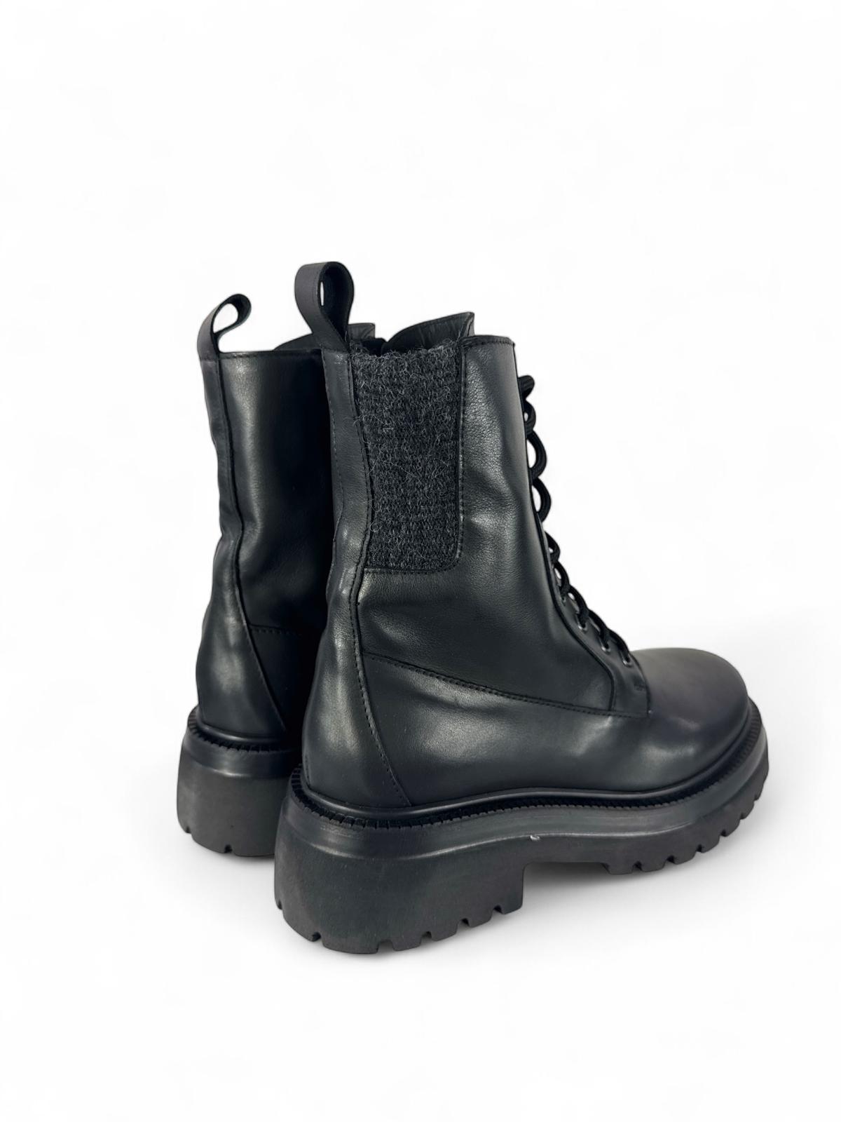 CROWN Anfibio donna in pelle  con elastici lana nero