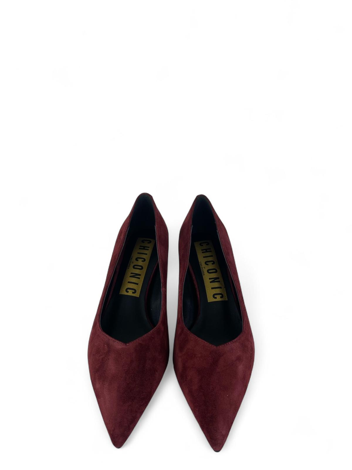CHICONIC Scarpa donna modello décolleté in camoscio 5cm bordeaux