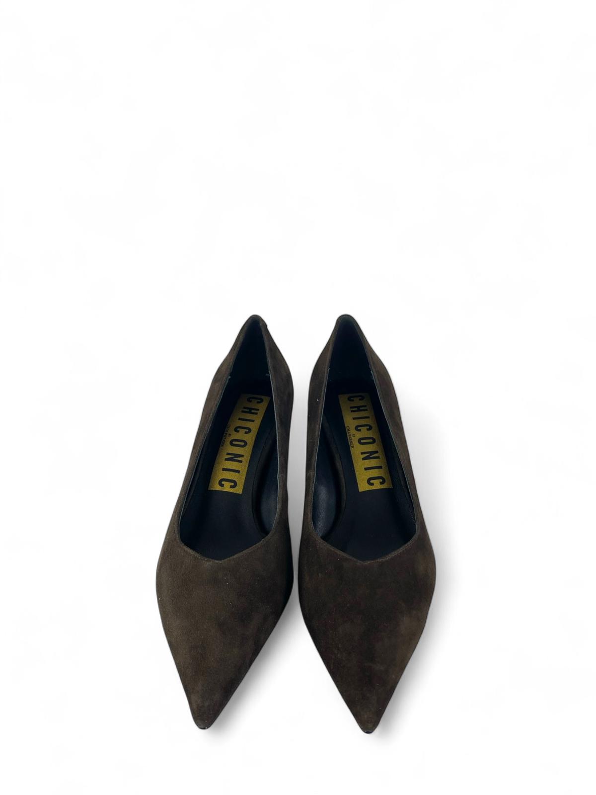 CHICONIC Scarpa donna modello décolleté in camoscio 5cm moro