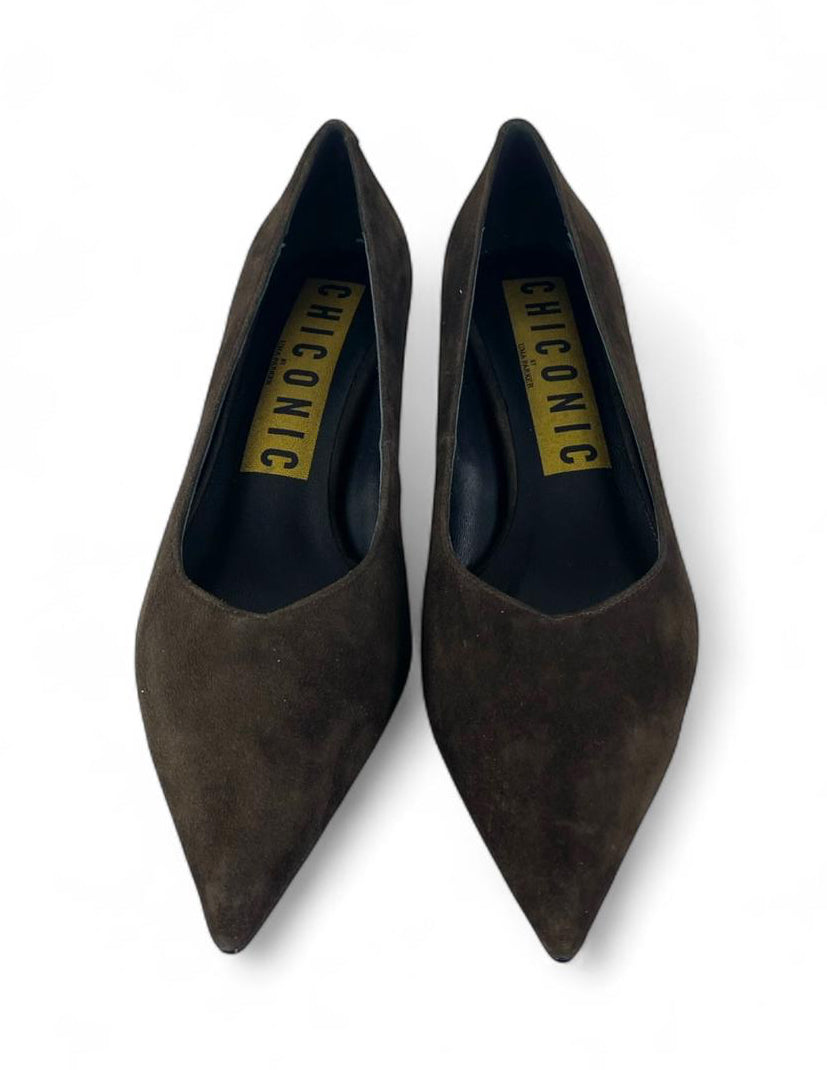 CHICONIC Scarpa donna modello décolleté in camoscio 5cm moro