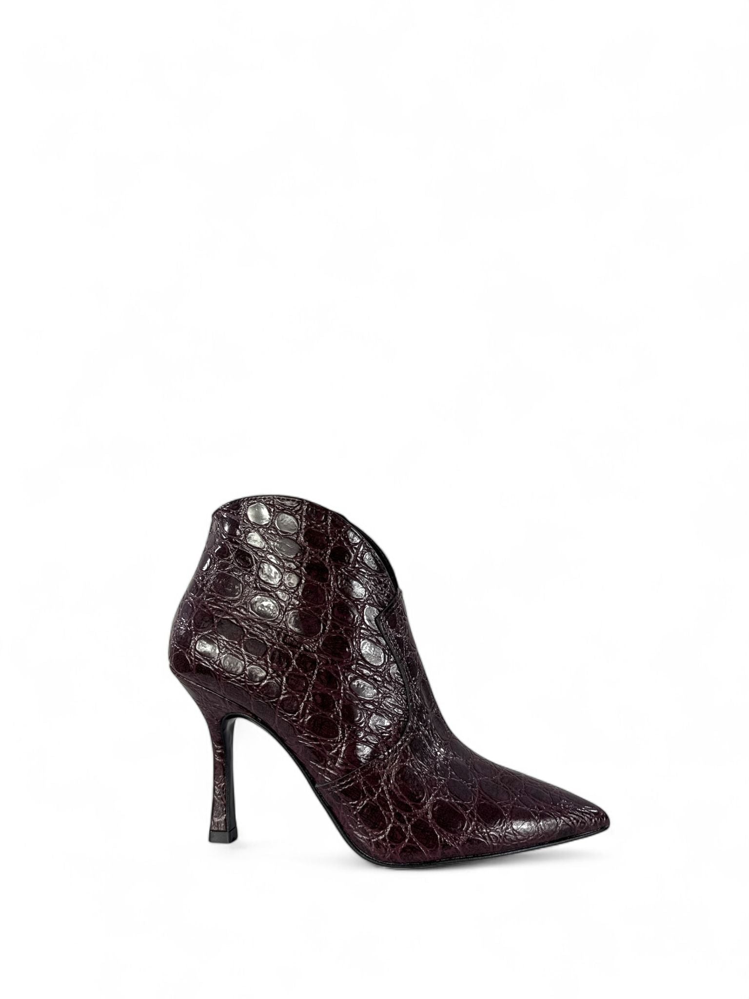 BOTTEGA LOTTI Tronchetti in ecopelle stampato coccodrillo 9cm bordeaux
