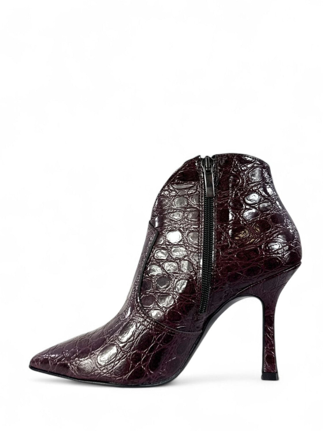 BOTTEGA LOTTI Tronchetti in ecopelle stampato coccodrillo 9cm bordeaux