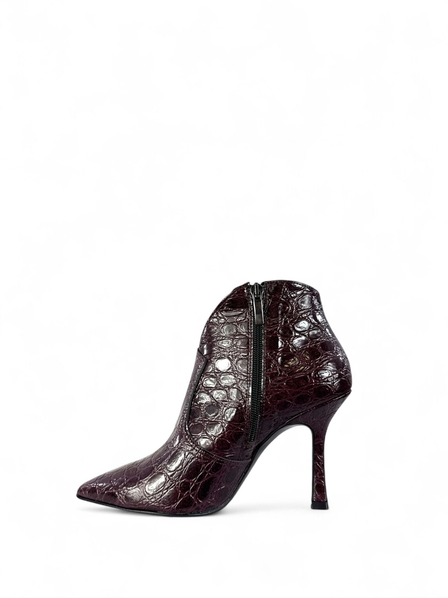 BOTTEGA LOTTI Tronchetti in ecopelle stampato coccodrillo 9cm bordeaux
