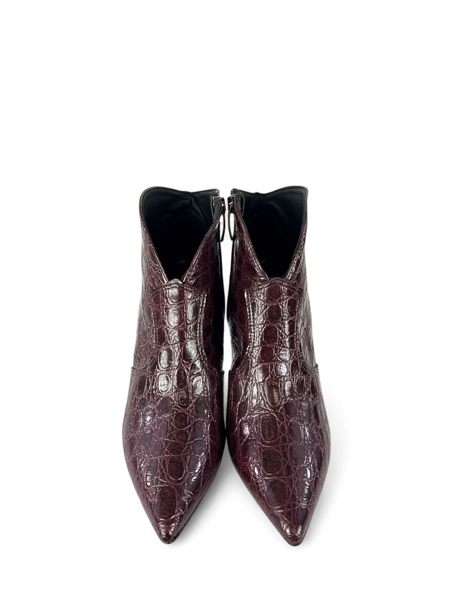 BOTTEGA LOTTI Tronchetti in ecopelle stampato coccodrillo 9cm bordeaux