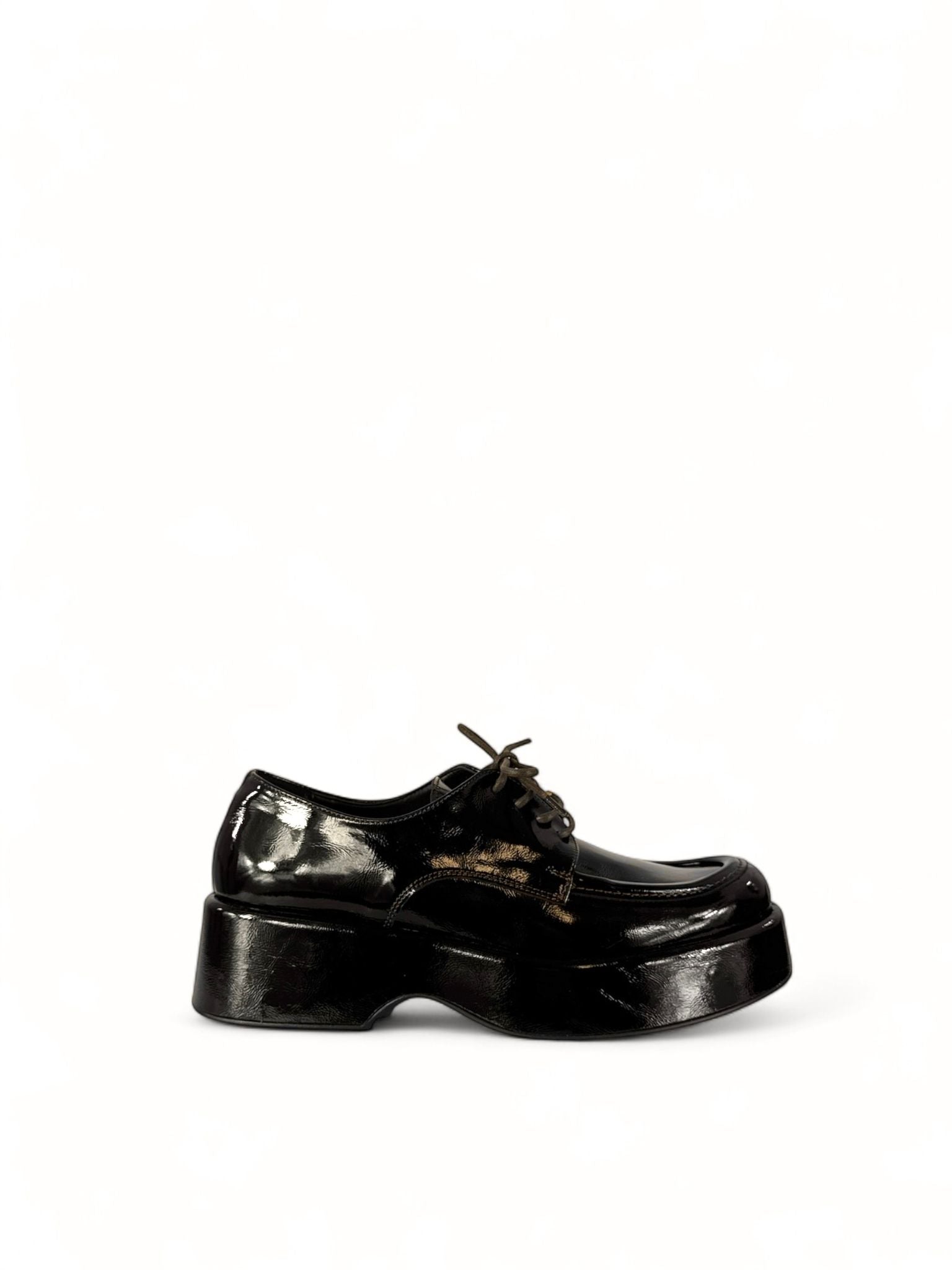 BOTTEGA LOTTI Scarpa donna allacciata in ecopelle lucida testa di moro