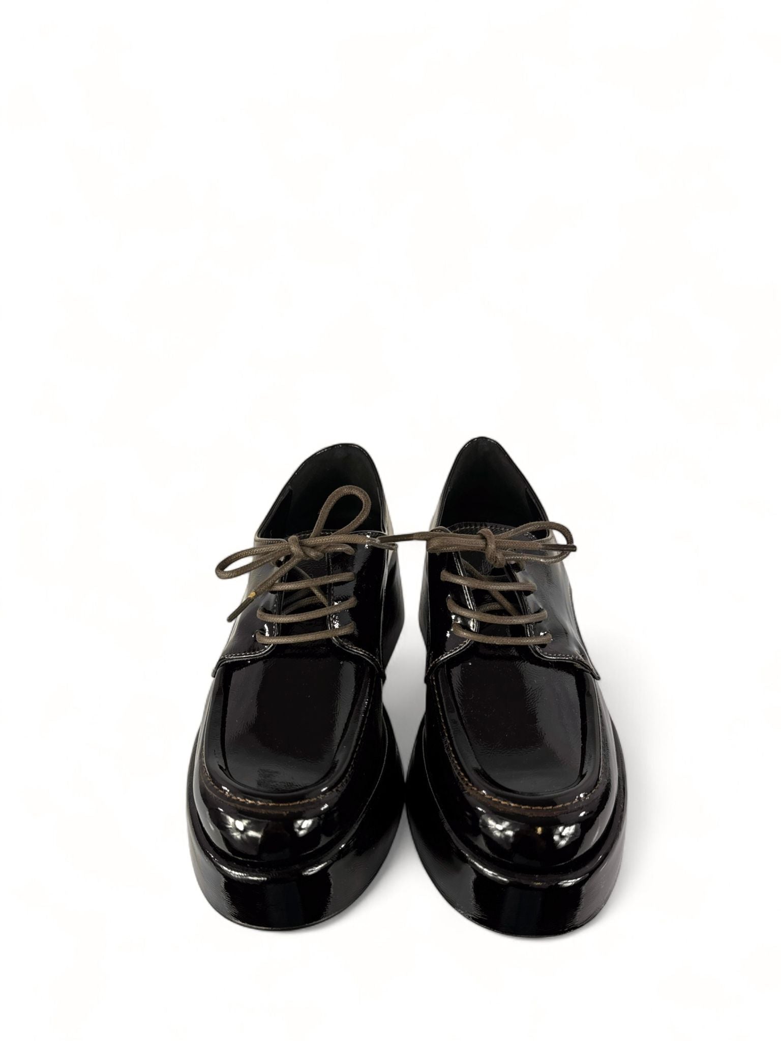 BOTTEGA LOTTI Scarpa donna allacciata in ecopelle lucida testa di moro
