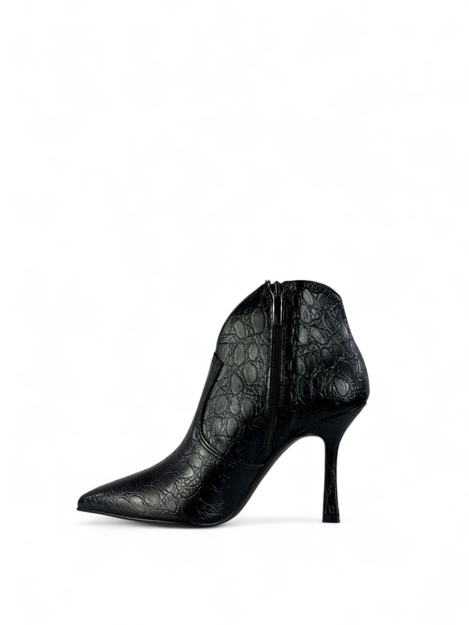 BOTTEGA LOTTI Tronchetti  in ecopelle stampato coccodrillo 9cm nero