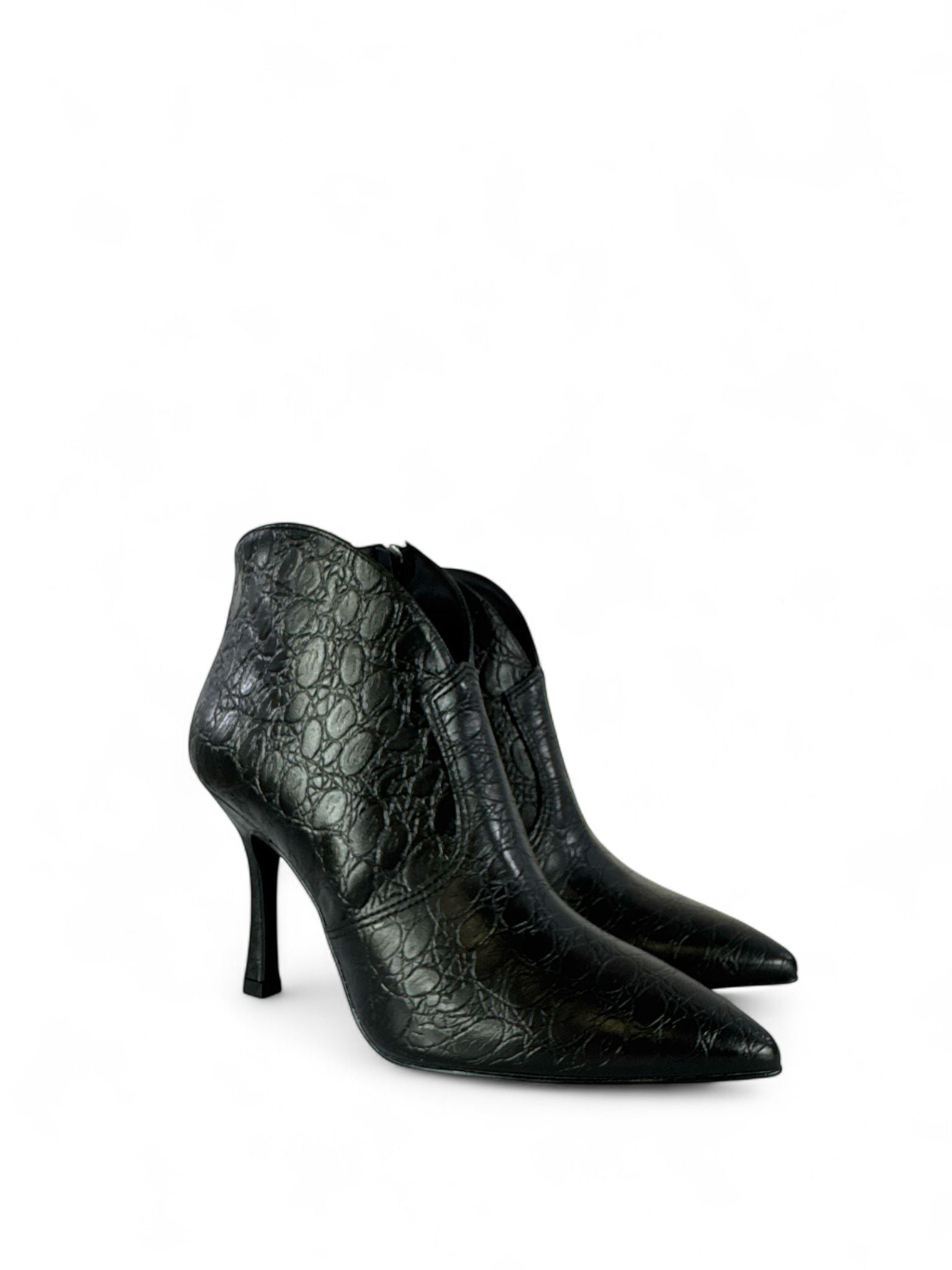 BOTTEGA LOTTI Tronchetti  in ecopelle stampato coccodrillo 9cm nero