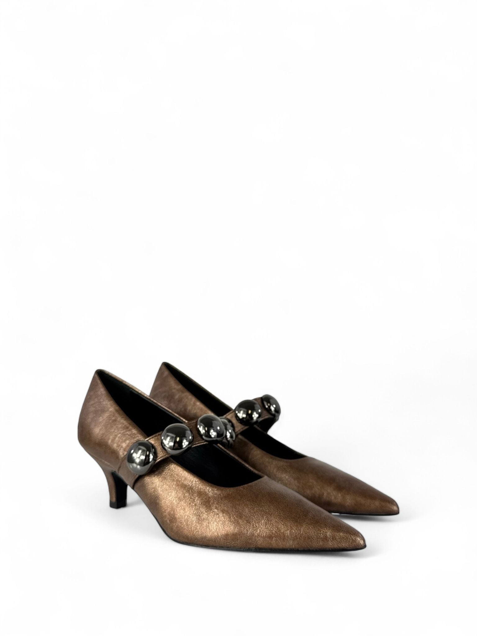 BOTTEGA LOTTI Deolletè in ecopelle con borchie 6cm bronzo