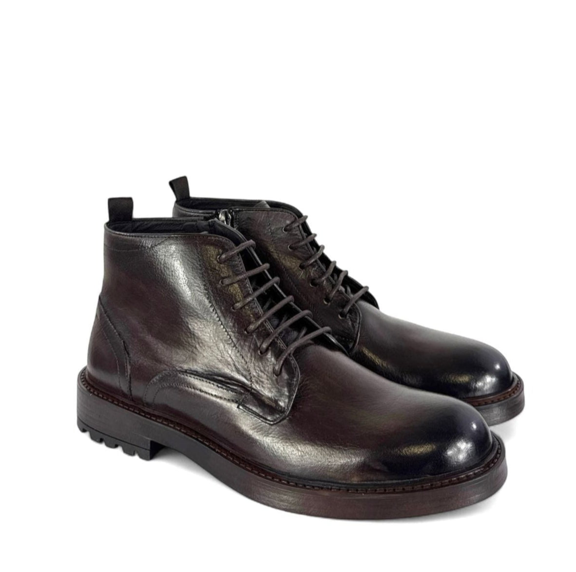 EXTON STIVALETTI IN PELLE CASTAGNO