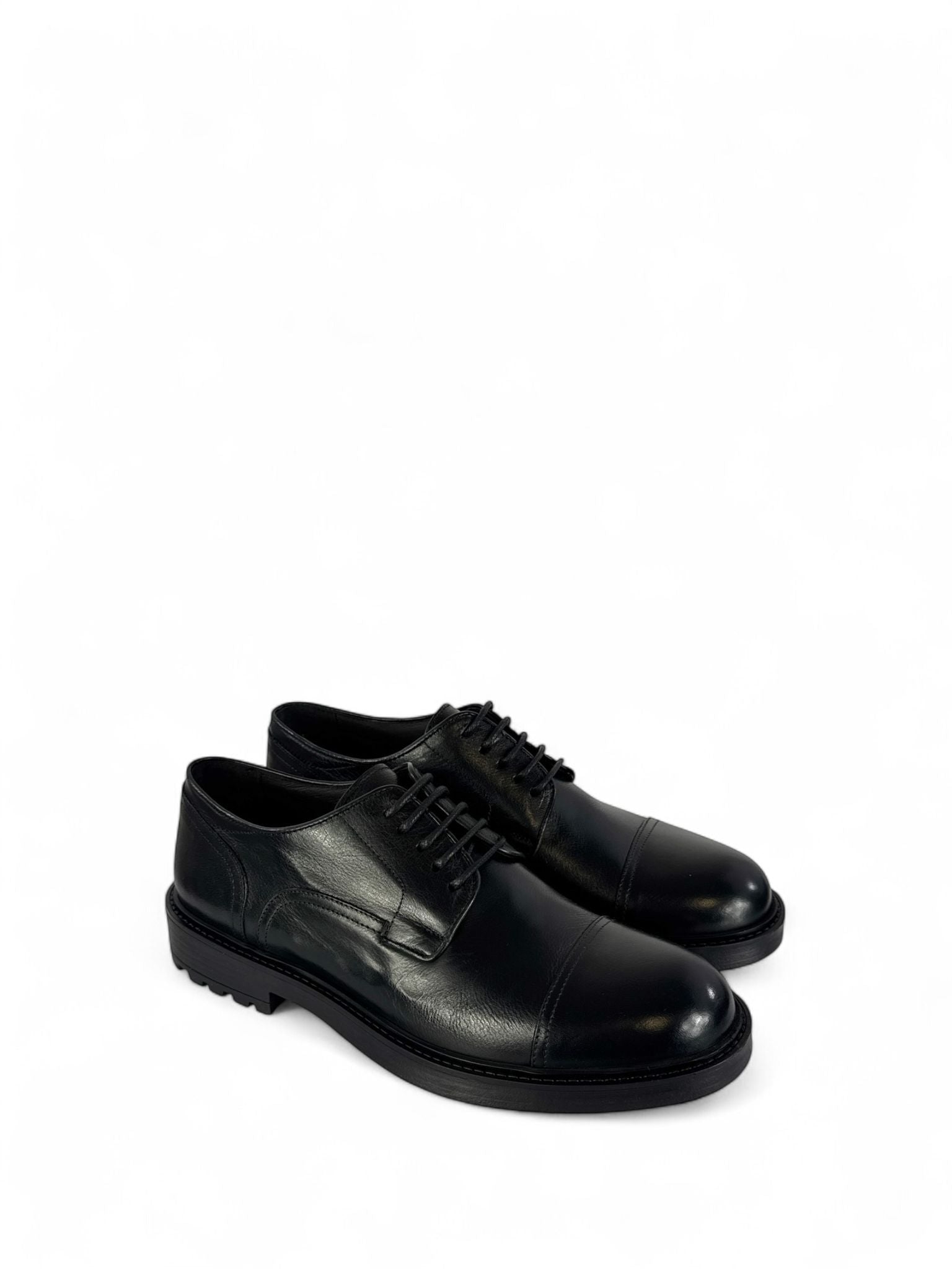 EXTON Scarpa in pelle modello derby con spunterbo nero