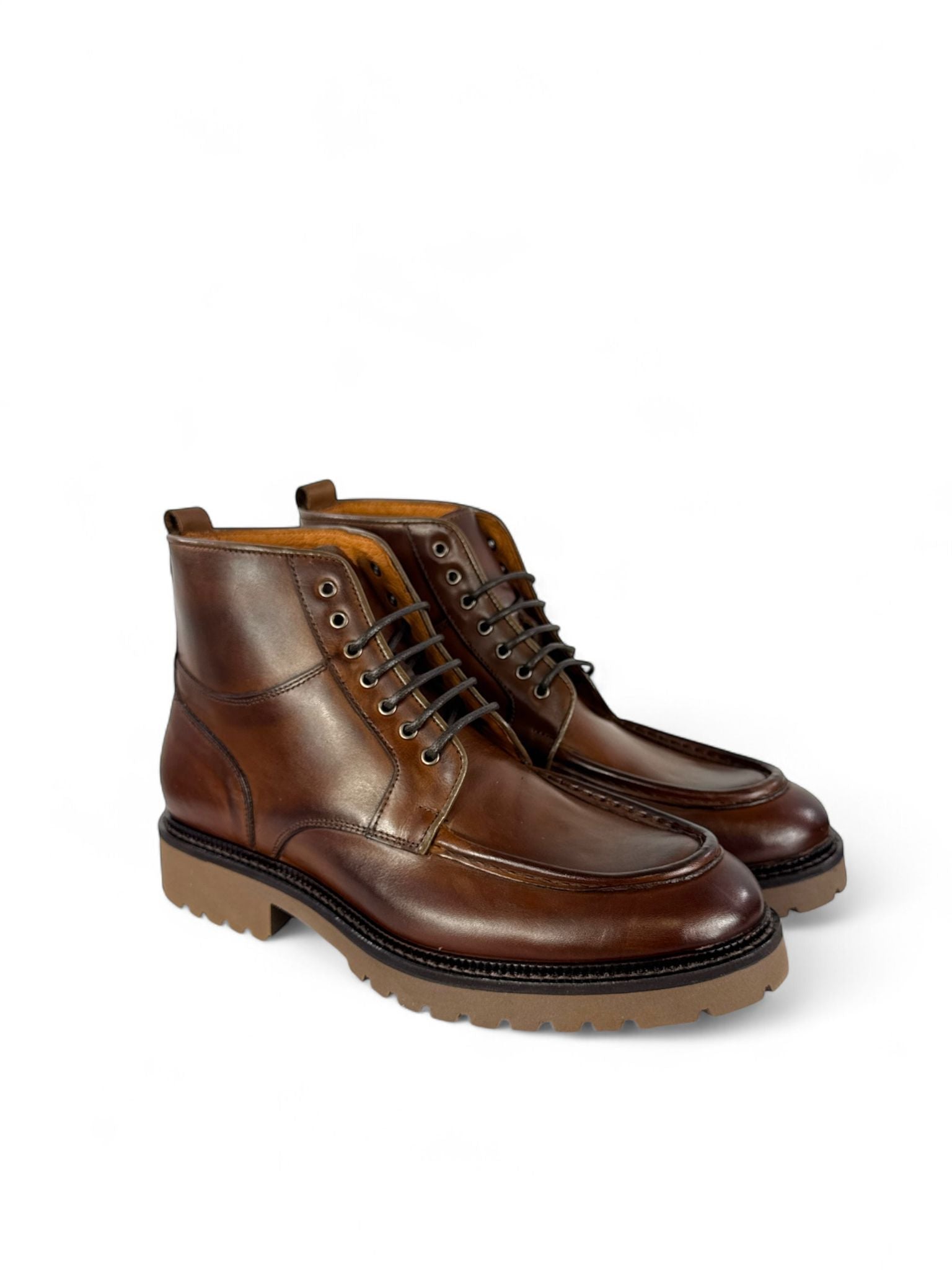 EXTON Stivaletti uomo modello ingegnere pelle brown