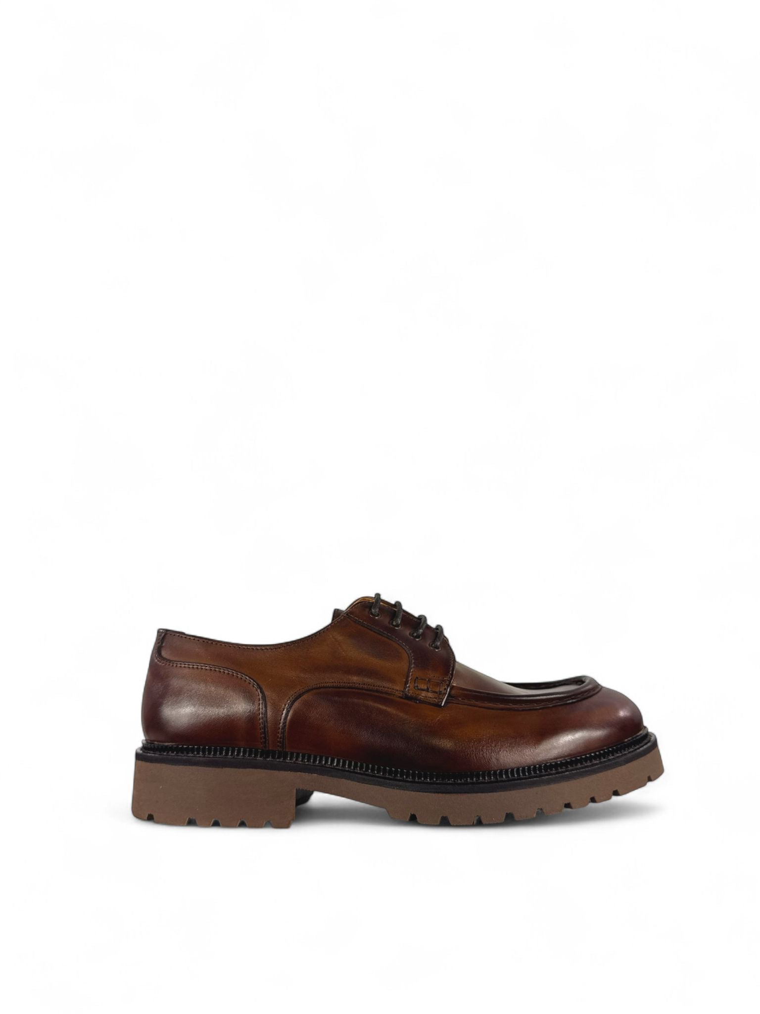 EXTON Scarpa uomo modello barca in pelle mogano