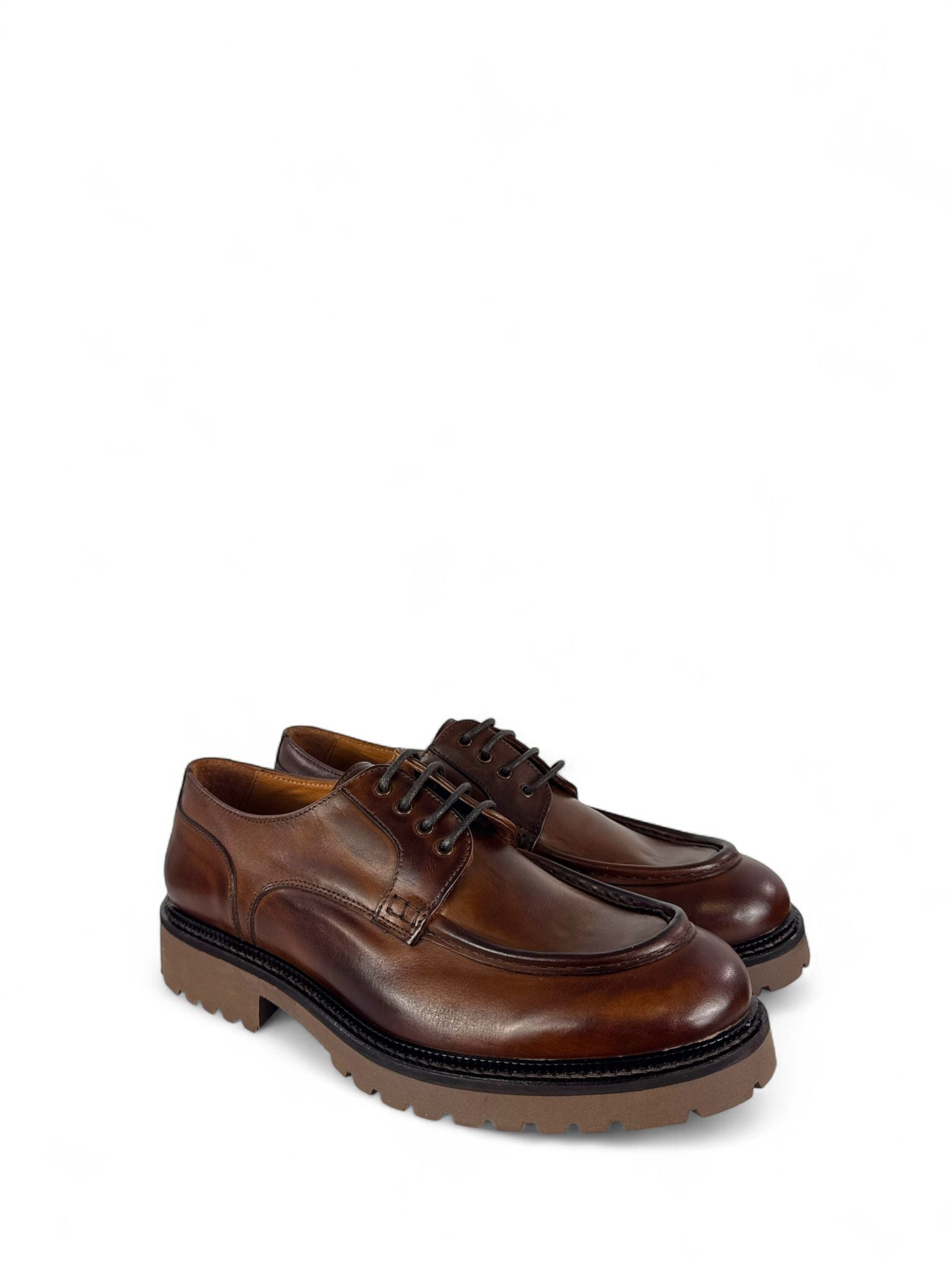 EXTON Scarpa uomo modello barca in pelle mogano